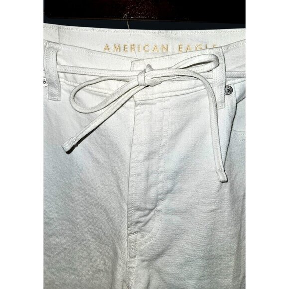 American Eagle White Barrel Jeans 6 Long Mid Rise Stretch Casual Minimalist NWOT - Picture 10 of 11